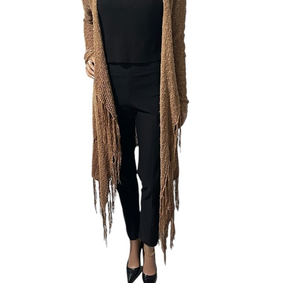 Fringed Tan Cardigan excellent for adding to your l outfits. - Picture 7 of 13